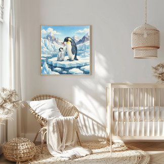 Pinguïnmoeder en kuikenopvang poster