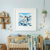 Pinguïnmoeder en kuikenopvang poster