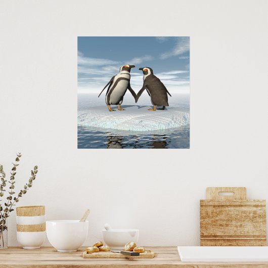 Pinguïnpaar Poster (Keuken)