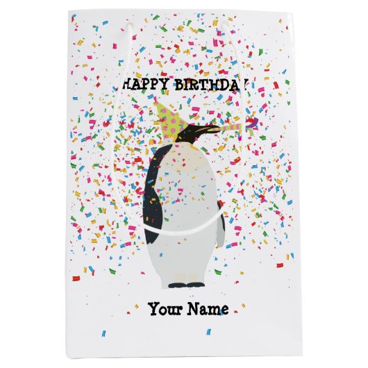 Pinguïnpartij - Dieren op de geboorte Medium Cadeauzakje (Voorkant)