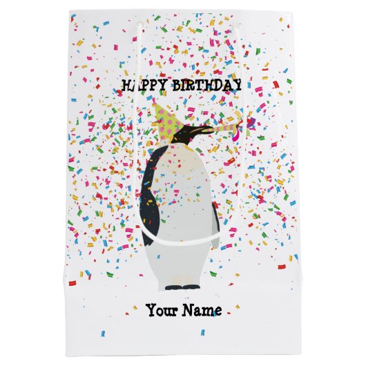 Pinguïnpartij - Dieren op de geboorte Medium Cadeauzakje (Achterkant)