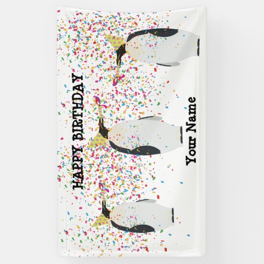 Pinguïnpartij - Dieren op de geboorte Spandoek (Verticaal)
