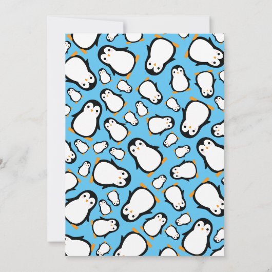 Pinguïns 1e Verjaardag Schattigee Winteruitnodigin Kaart (Achterkant)