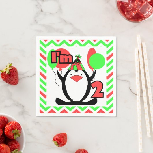 Pinguïns 2e Verjaardag Papieren servetten (Insitu)