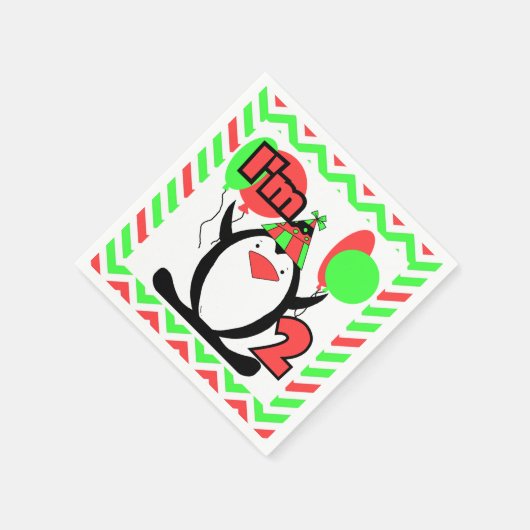 Pinguïns 2e Verjaardag Papieren servetten (Hoek)