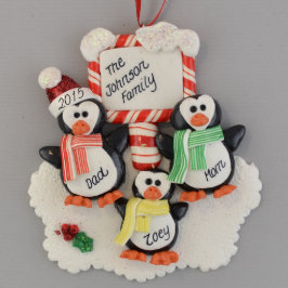 Pinguïns (3) met een plaque Clay Dough Ornament