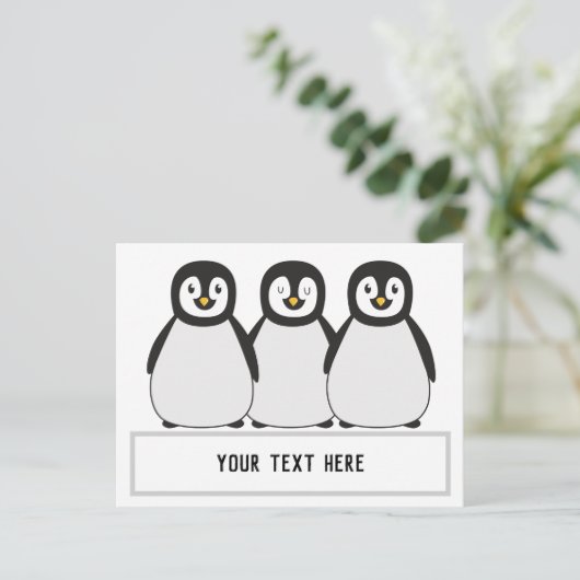 Pinguins aangepaste tekstbericht briefkaart (Staand voorkant)