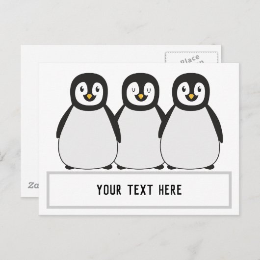 Pinguins aangepaste tekstbericht briefkaart (Voorkant / Achterkant)