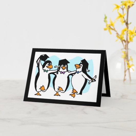 Pinguïns afstuderen kaart (Gele Bloem)