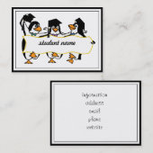 Pinguïns afstuderen met banner contactkaartje (Voorkant / Achterkant)