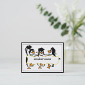 Pinguïns afstuderen met banner contactkaartje (Staand voorkant)