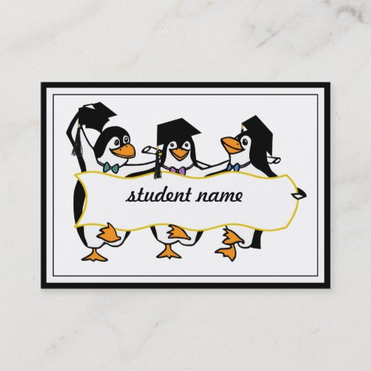 Pinguïns afstuderen met banner contactkaartje (Voorkant)
