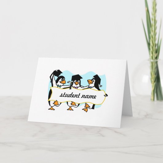 Pinguïns afstuderen met banner kaart (Voorkant)