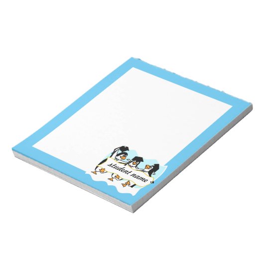 Pinguïns afstuderen met banner notitieblok (Linkerzijde)