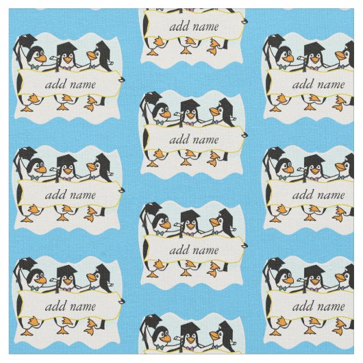 Pinguïns afstuderen met banner stof (Close Up)