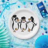 Pinguïns afstuderen papieren bordje (Feest)