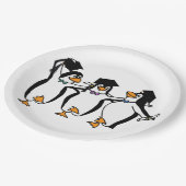 Pinguïns afstuderen papieren bordje (Gekanteld)