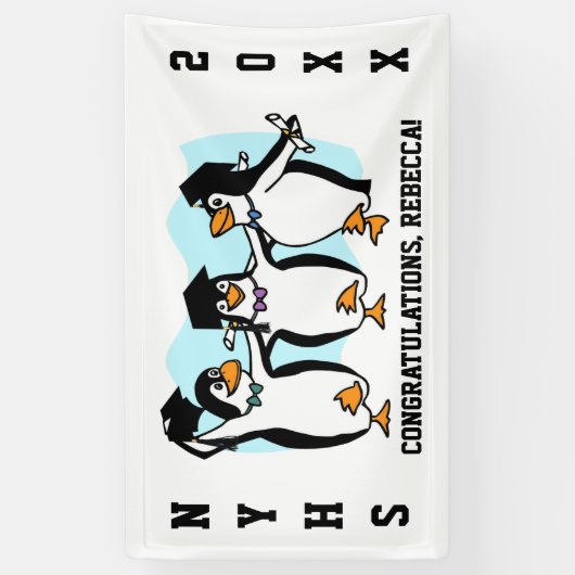 Pinguïns afstuderen spandoek (Verticaal)