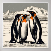 Pinguïns - Archival Woodblock Print (Voorkant)