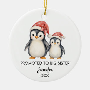 Pinguïns Bevorderd tot Grote Zus Foto Kerstmis Keramisch Ornament