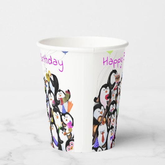 Pinguins Birthday Party Paper Cups - aangepaste te Papieren Bekers (Rechts)
