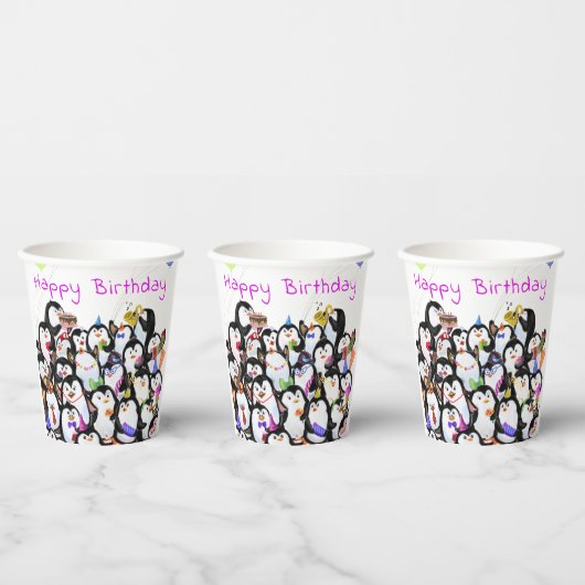 Pinguins Birthday Party Paper Cups - aangepaste te Papieren Bekers (Multi)