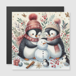 Pinguïns Bouwen Een Sneeuwman