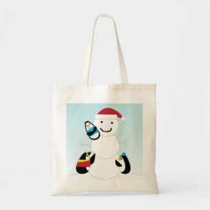 Pinguïns bouwen een sneeuwmantas tote bag