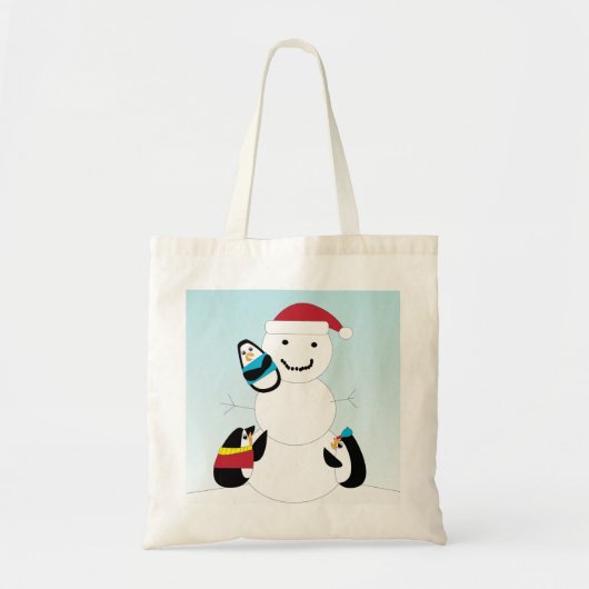 Pinguïns bouwen een sneeuwmantas tote bag (Voorkant)