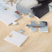 Pinguïns bouwen een sneeuwpop legpuzzel (Zijkant)