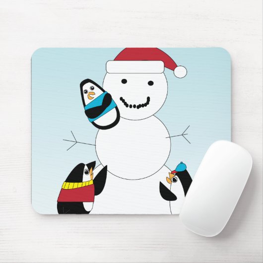 Pinguïns Bouwen Een Snowman Mousepad Muismat (Met muis)