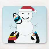 Pinguïns Bouwen Een Snowman Mousepad Muismat (Voorkant)