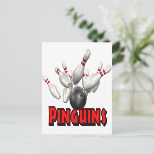 Pinguins Bowling Briefkaart (Staand voorkant)