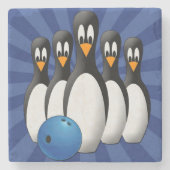 Pinguïns Bowling Stenen Coaster Onderzetter (Voorkant)