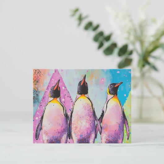 pinguïns briefkaart (Staand voorkant)
