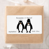 Pinguïns Bruiloft Favor Label (Insitu)