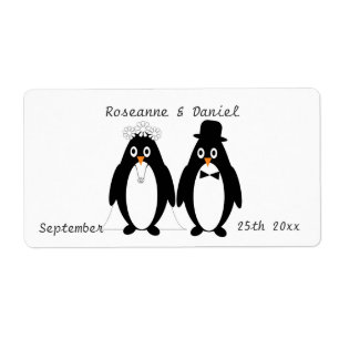 Pinguïns Bruiloft Favor Label