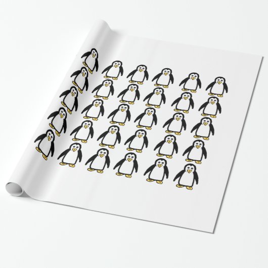 Pinguïns cadeaupapier voor het verpakken van cadea (Uitgerold)