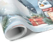 Pinguïns cadeauverpakking in de sneeuw cadeaupapier (Rol Hoek)