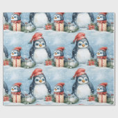 Pinguïns cadeauverpakking in de sneeuw cadeaupapier (Vlak)