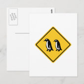 Pinguïns Crossing, verkeersbord, Nieuw-Zeeland Briefkaart (Voorkant / Achterkant)