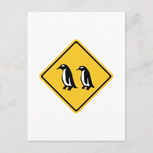 Pinguïns Crossing, verkeersbord, Nieuw-Zeeland Briefkaart