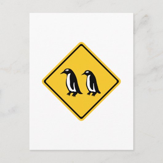 Pinguïns Crossing, verkeersbord, Nieuw-Zeeland Briefkaart (Voorkant)