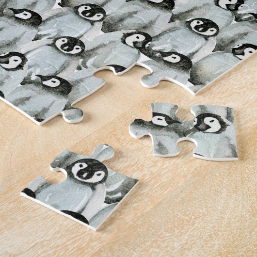 Pinguïns - Cute Pattern in Black White Legpuzzel (Zijkant)