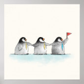 Pinguïns die de leider volgen poster (Voorkant)