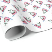 Pinguïns die in een kerstboot Mannen zeilen Cadeaupapier (Rol Hoek)