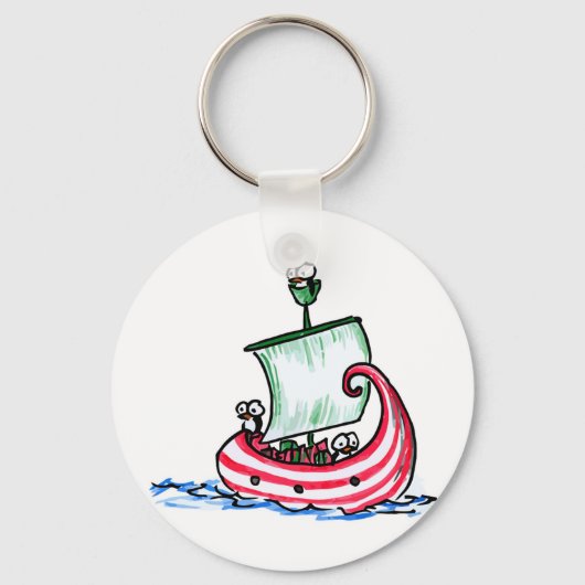 Pinguïns die in een kerstboot zeilen sleutelhanger (Voorkant)