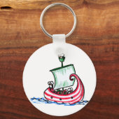 Pinguïns die in een kerstboot zeilen sleutelhanger (Voorkant)
