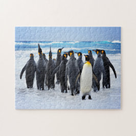 Pinguïns die marcheren naar Ocean Jigzaag Puzzle Legpuzzel