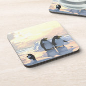 pinguïns die op een ijsgang koelen bier onderzetter (Linkerzijde)